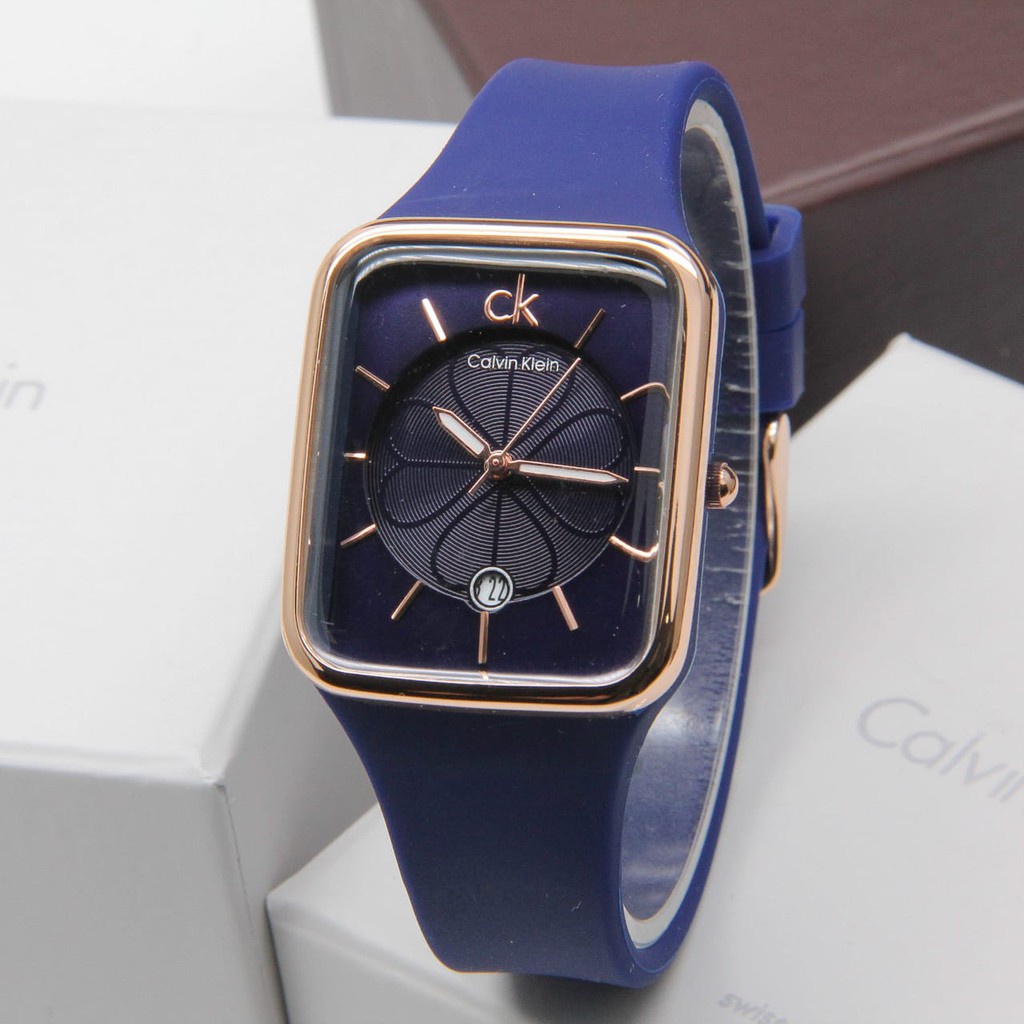 CALVIN KLEIN WATCH/JAM TANGAN CEWEK FASHION TERBARU/JAM TANGAN FASHION RUBBER STRAP/JAM TANGAN KOTAK/