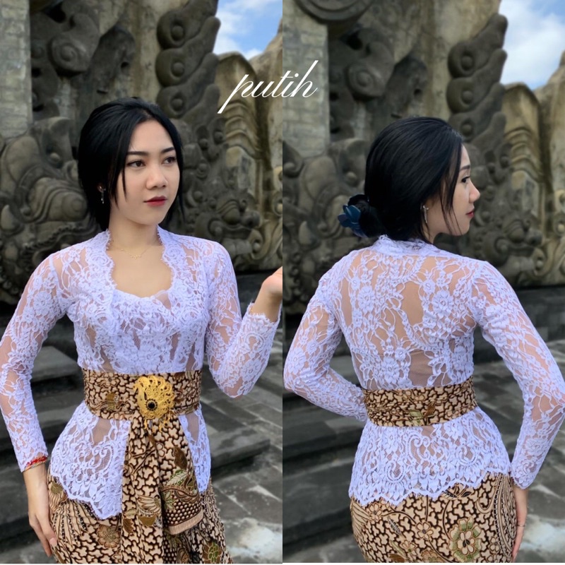 KEBAYA BALI JADI BROKAT SEMI PRANCIS PREMIUM SPECIAL WARNA PUTIH