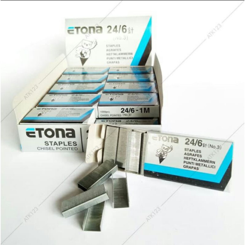 

Isi Staples Etona Besar No. 3 (24/6) / Refill Stapler No. 50 (1 Box Isi 20 PCS)