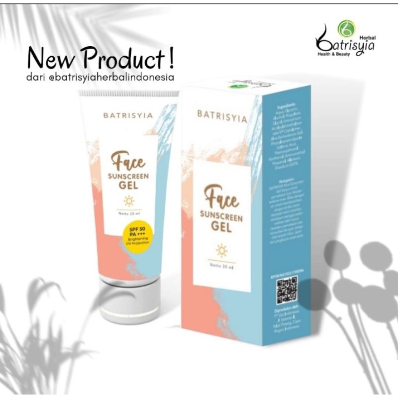 sunscreen gel Batrisyia herbal tabir surya 30ml SPF 50 PA+++ anti belang melindungi dari sinar matahari