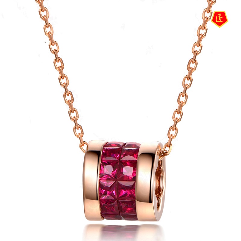 [Ready Stock]Ruby H Letter Pendant 18K Rose Gold Affordable Luxury Fashion