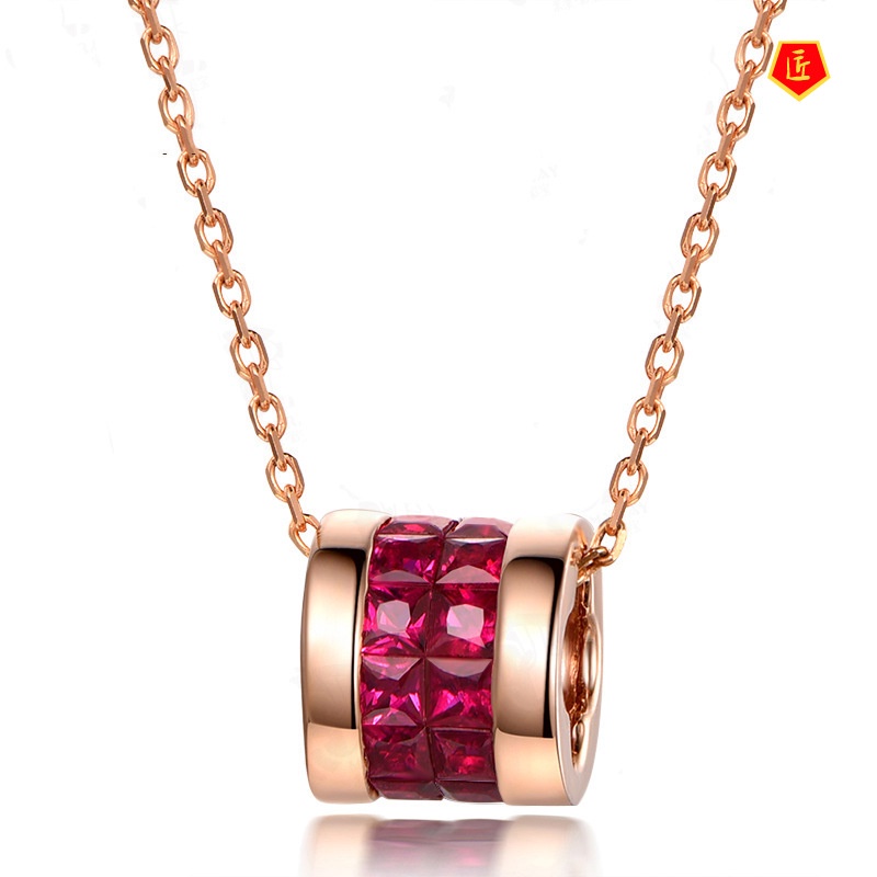 [Ready Stock]Ruby H Letter Pendant 18K Rose Gold Affordable Luxury Fashion