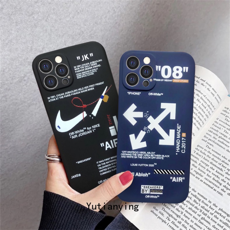 NIKE OFF-WHITE Soft Case Bahan Silikon Desain NFC Untuk Xiaomi Poco X3 NFC Poco X3 Pro Poco M3 Redmi Note10 10s 10pro Max Note9 Note8 Redmi 10A 9 9T 9C
