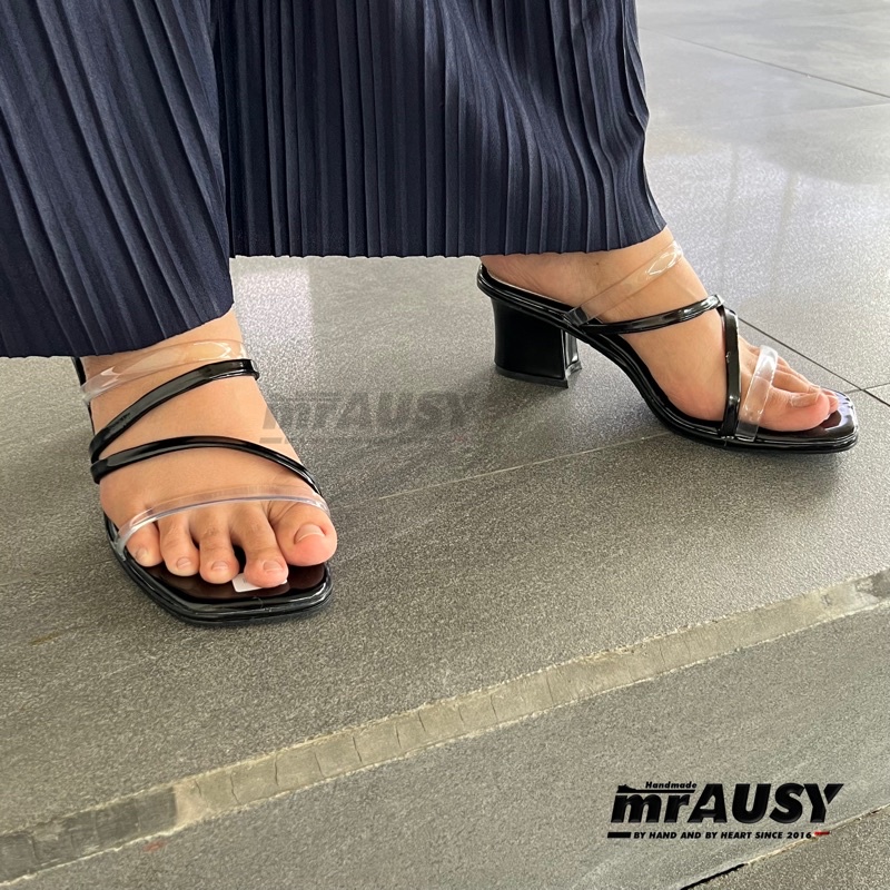 Sandal Wanita/Cewek Heels Tali Strap Jelly mrAUSY 5 cm Kombinasi