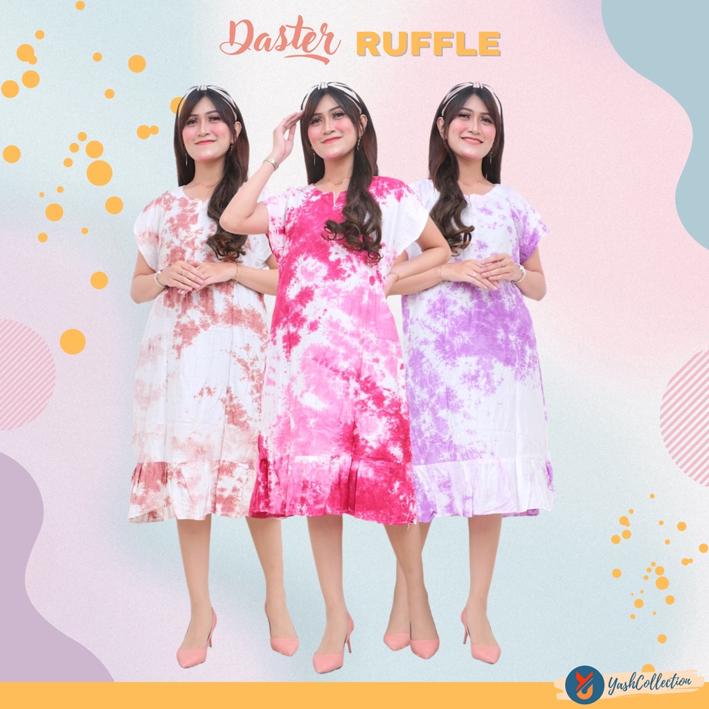 Baju Wanita Daster Ruffle Rayon Daster Dress Rempel Busui Zipper YashCollection