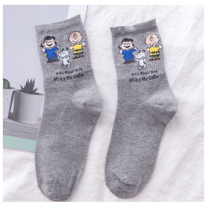  Kaos  Kaki  Wanita  Model Korea  Flat Motif Snoopy Charlie 