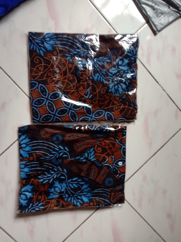 [cod-bisa Terpisah] Batik Couple Sarimbit Keluarga Ayah Ibu Anak Seragam Lengkap Motif Seno Biru