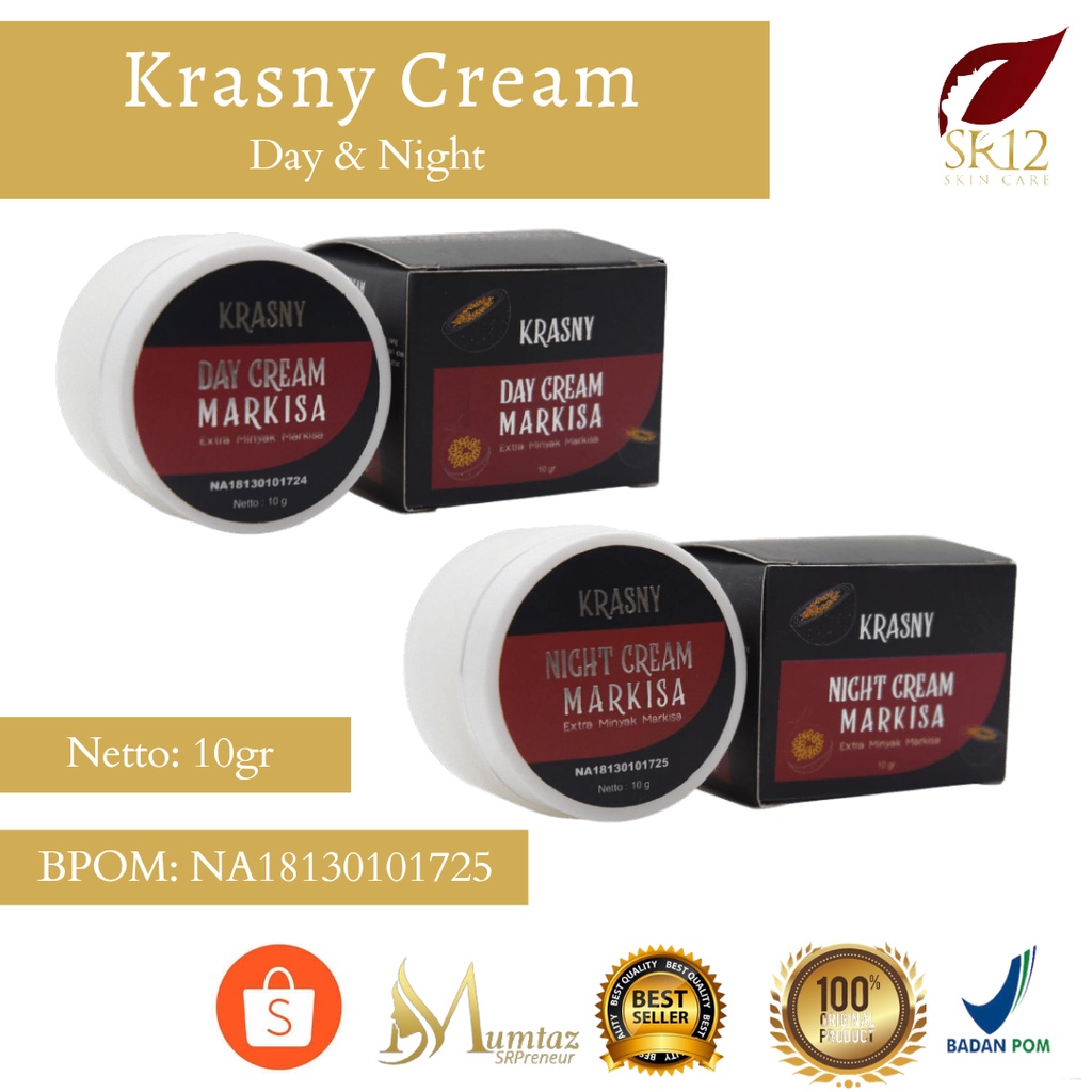 SR12 KRASNY CREAM SR12 KRIM JERAWAT & FLEK HITAM BPOM  KRASNY DAY & NIGHT CREAM SR12  KULIT KERING M