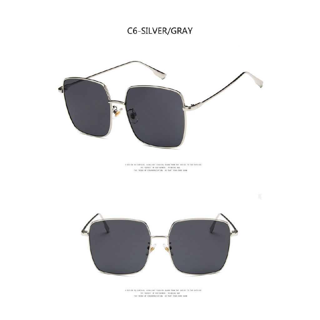 Korean fashion big frame square metal sunglasses for men and women