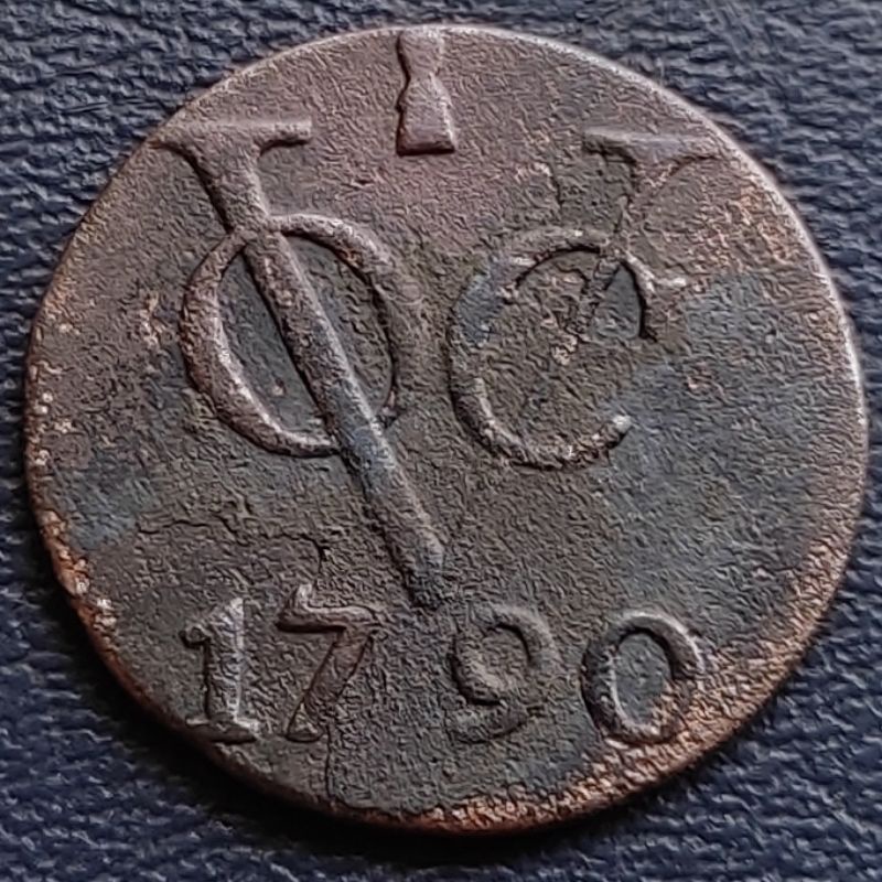 Uang Koin Kuno Lama 1 Duit VOC Utrecht Tahun 1790 Rare
