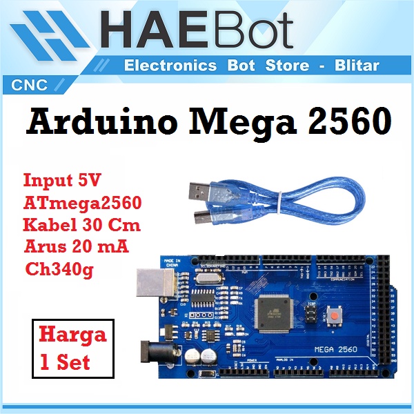 [HAEBOT] Module Arduinoo Mega 2560 CH340 Board SMD + Kabel USB 30cm Mikrokontroler CH340G Papan Robot Pengendali Mikro AVR CNC Ramps 3D Printer Development