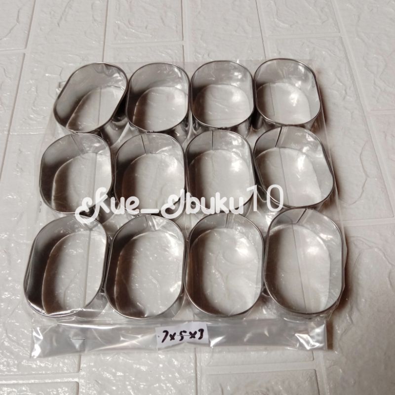 12 Pcs ring roti oval / ring burger/ ring cutter stainless Cetakan Kue Cake Bakery 6/7/8/9/10 cm  tinggi 3 cm