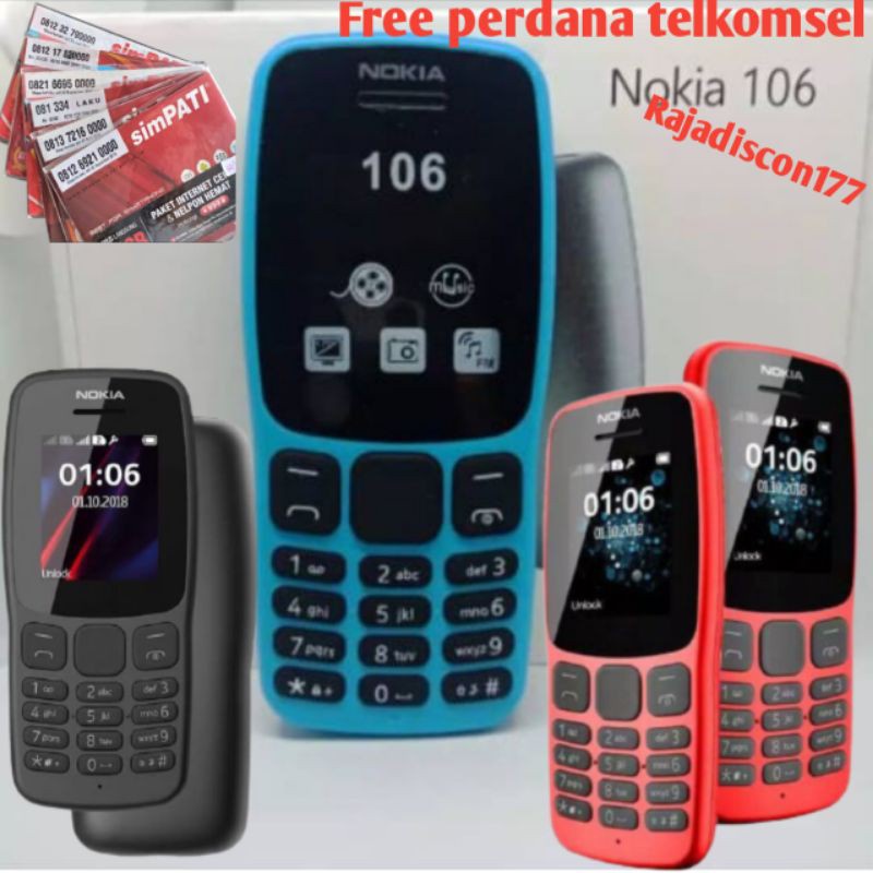 PROMO HANDPHONE nokia 106 2018 jadul garansi second sangat cantik warna nya mulu nyaman dipakai enak
