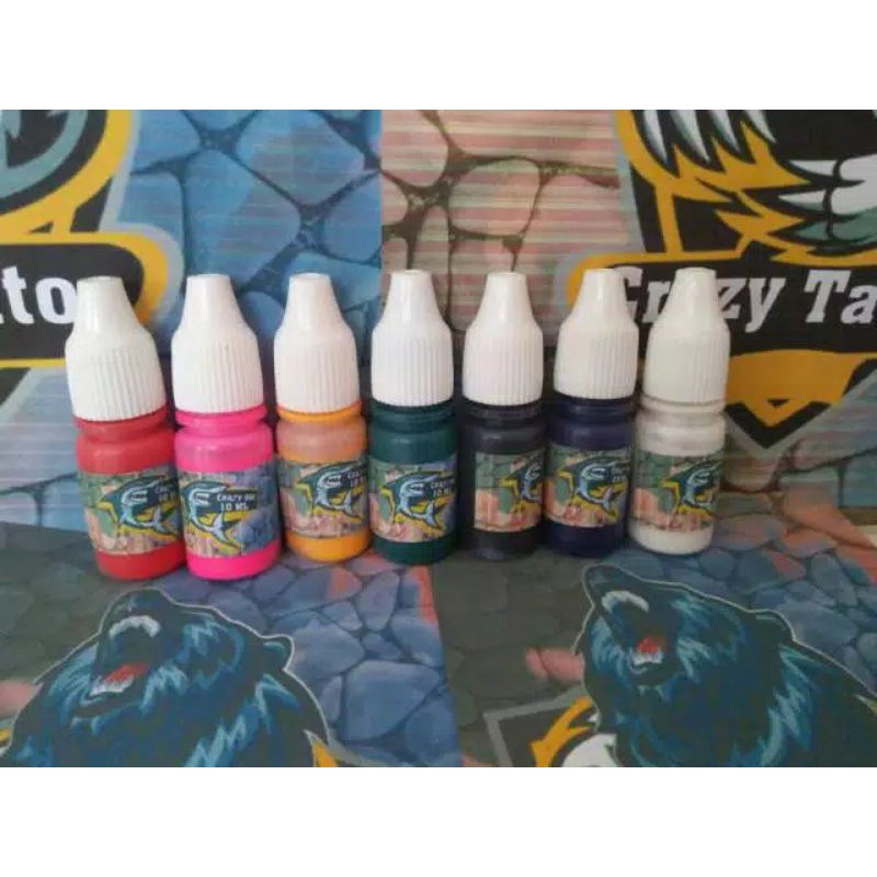 tinta tattoo set 7 warna pigment pewarna tubuh tato intenze eternal tatto