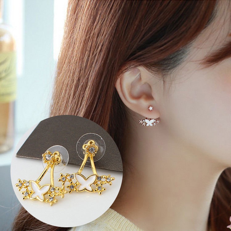 Elegan little daisy bunga mutiara anting-anting Bells of Ireland stud anting-anting untuk wanita ant