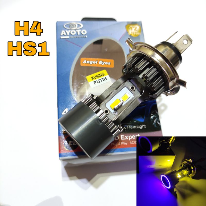 Lampu Mobil Motor Led H4 Ayoto A2 Kuning Putih Angel Eyes