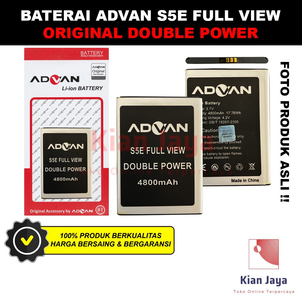 Baterai Advan S5E Full View Original Double Power Batre Batrai Battery Hp Ori