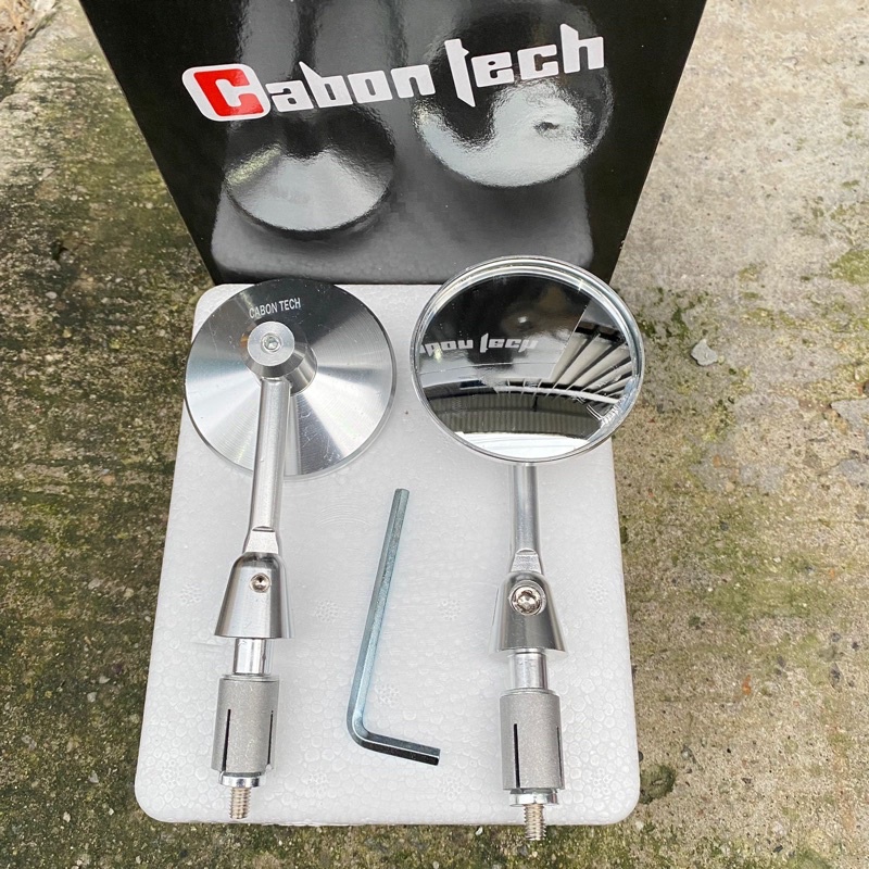 SPION JALU BAR END BULAT CEMBUNG TERMURAH UNIVERSAL NMAX PCX AEROX SCOOPY BEAT VARIO VESPA FINO ADV-Silver cabontech