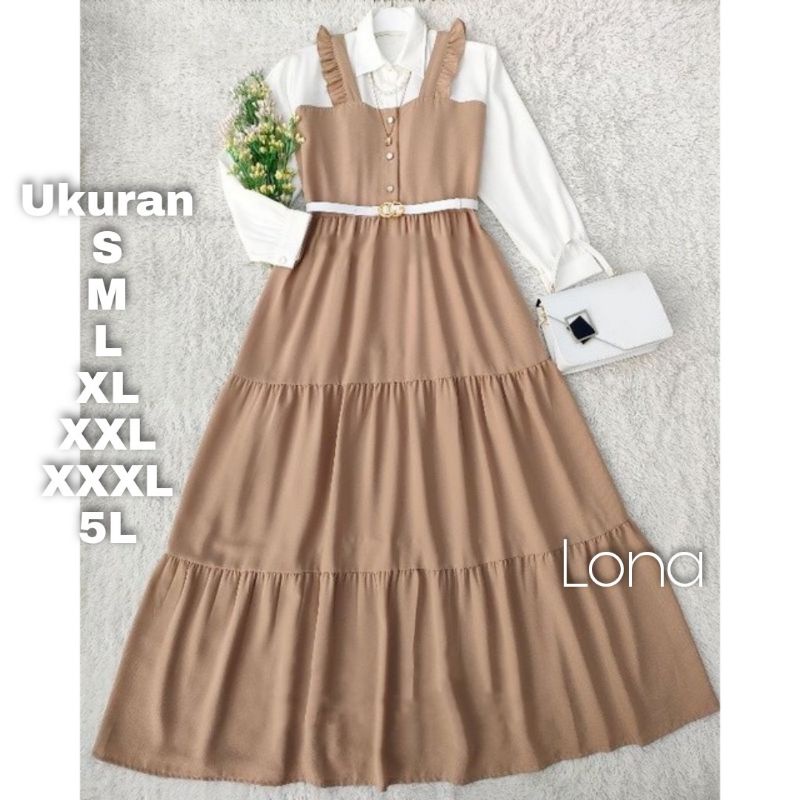 Lona Dress GAMIS LIVY MOSCREPE JUMBO UKURAN S M L XL XXL XXXL 4XL 5L BIG SIZE KOREAN STYLE