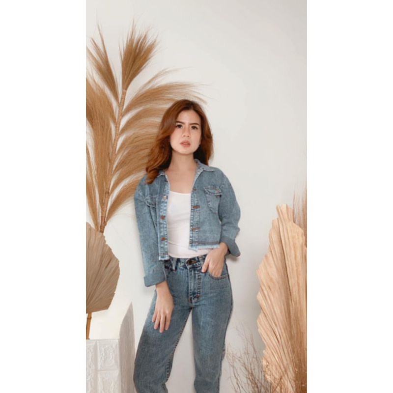 BEFAST - ZEC Crop Jeans KAY / Nirina / Jaket Denim Wanita Crop / Jaket Jeans Crop Terbaru / Denim Kekinian