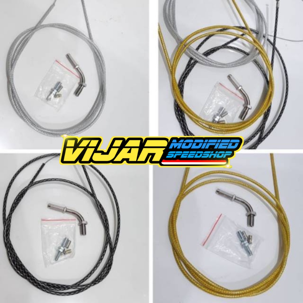 Kabel Tali Gas Serat Karbon Hitam Slang Gas Carbon Unifersal Motor Beat Vixion Ninja Vario Satria Fu