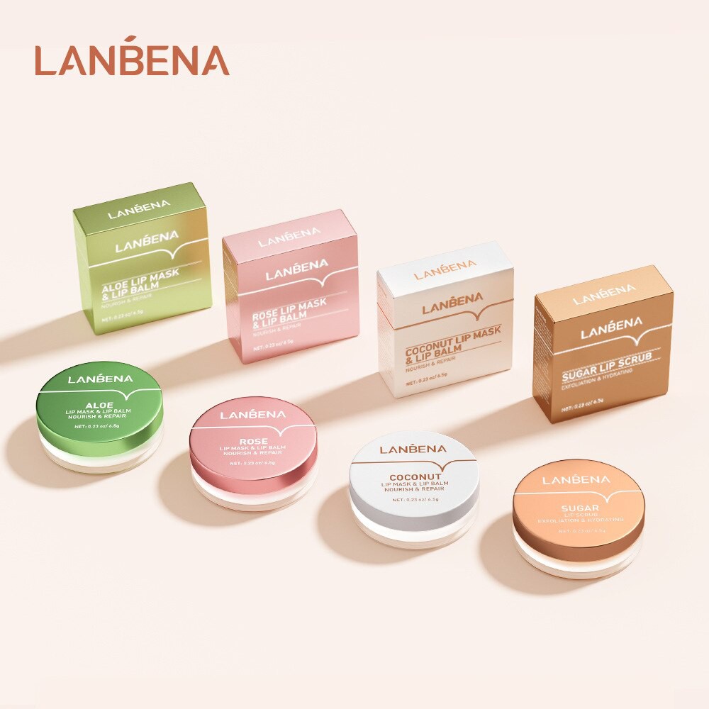 LANBENA Lip Mask Lip Balm Lip Scrub Rose / Aloe Vera / Coconut / Sugar - Melembabkan Merawatan Bibir