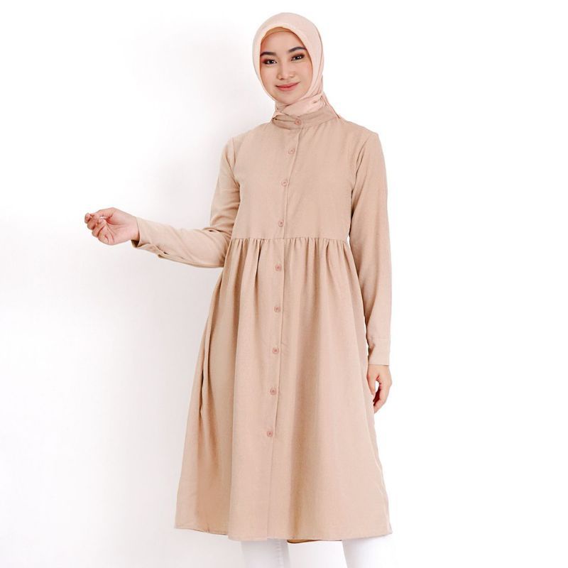 LONG TUNIK WANITA BUSUI KANCING DEPAN  SK076/801 SIZE L &amp; XL ( KATUN SHAKILA )