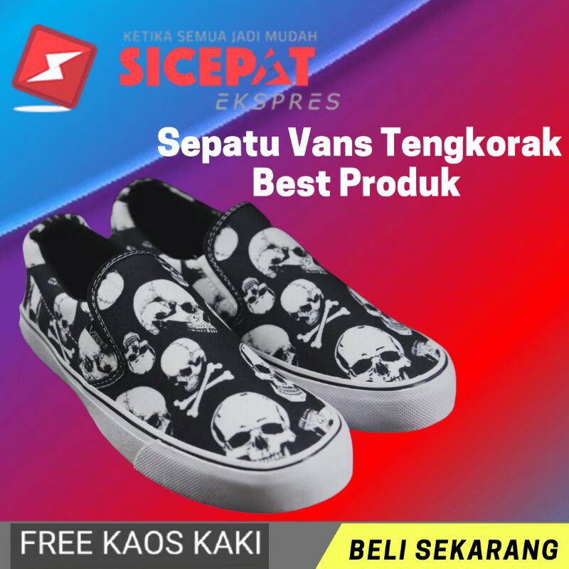 Sepatu Pria Motif Tengkorak Santai Outdo0r - Sepatu Cowok Vans Murah Original 100%