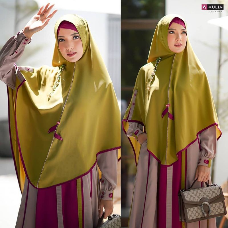 SALE 20% Set Gamis Adeline Khaky Kiwi by Aulia Fashion