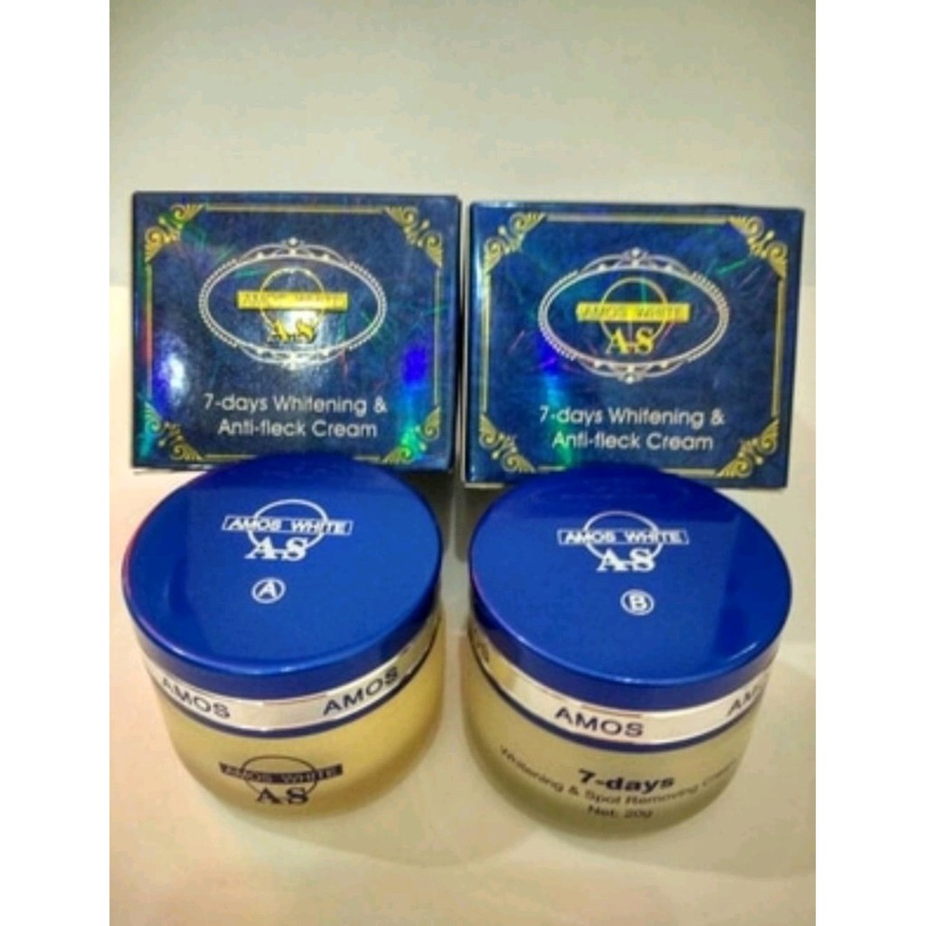 Amos White Cream Day and Night Cream - Amos 7 days Whitening Anti-fleck Cream Pemutih Wajah