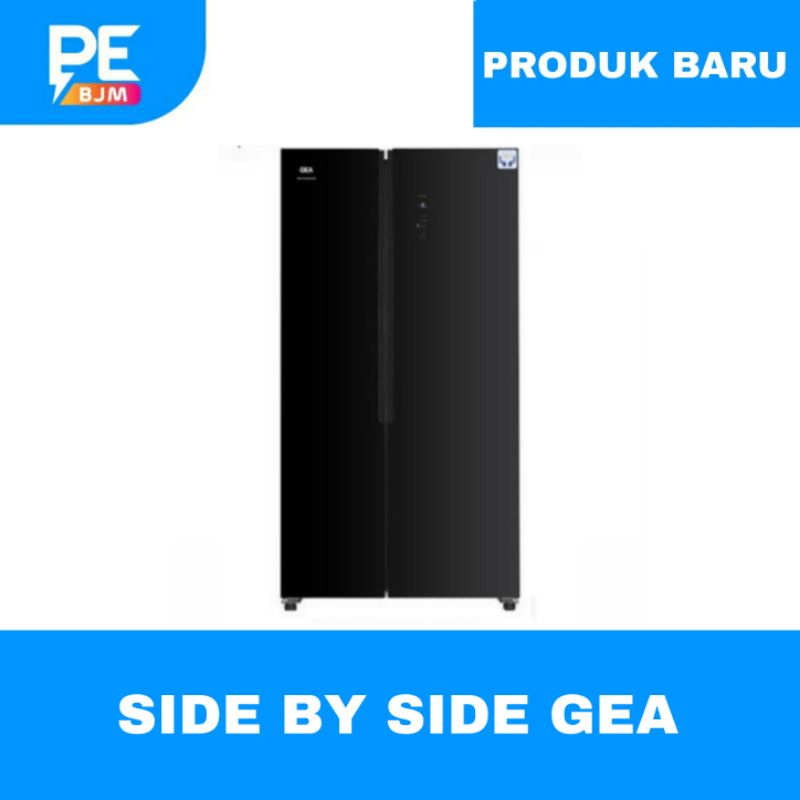 KULKAS SIDE BY SIDE GEA - G2D-625 BLACK GLASS - GARANSI RESMI - KIRIM INVOICE