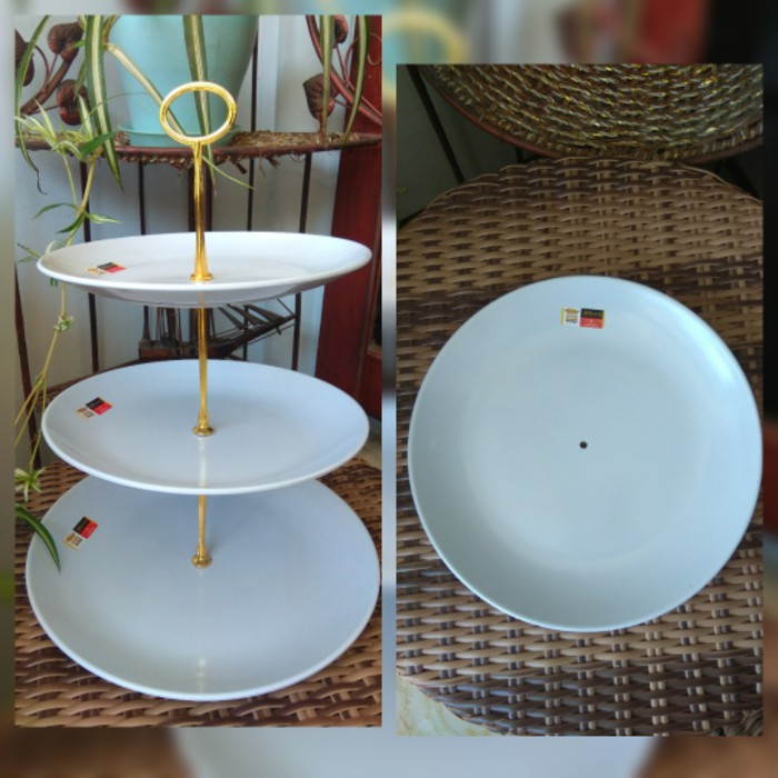Cake Stand / Piring Saji Kue / Buah / Snack Melamin 3 Susun Cantik