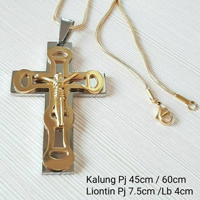 Kalung fashion Rohani Kalung Salib Fashion titanium import titanium gold antikarat KD3