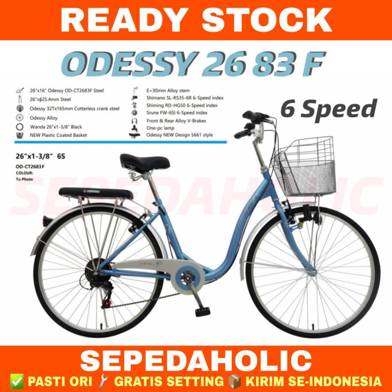 [EKA JAAYA SEPEDA] Sepeda Keranjang Dewasa MINI ODESSY 26 83 F Ukuran 26 Inch 6 Speed City Bike CTB