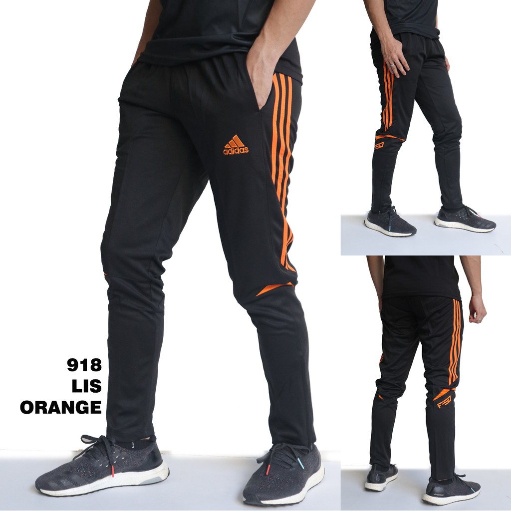 CELANA TRAINING PRIA AD 918 HITAM LIST ORANGE OLAHRAGA CELANA TRAINING PRIA AD 918 HITAM LIST ORANGE OLAHRAGA