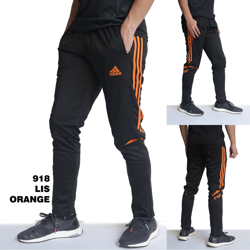  CELANA  TRAINING  PRIA AD 918 HITAM LIST ORANGE  OLAHRAGA 