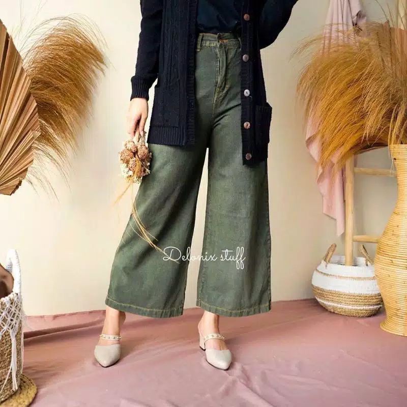 HIGHWAIST KULOT JEANS WANITA || CELANA KULOT JEANS MEISHA HW DELONIK KULOT SYAKIRA