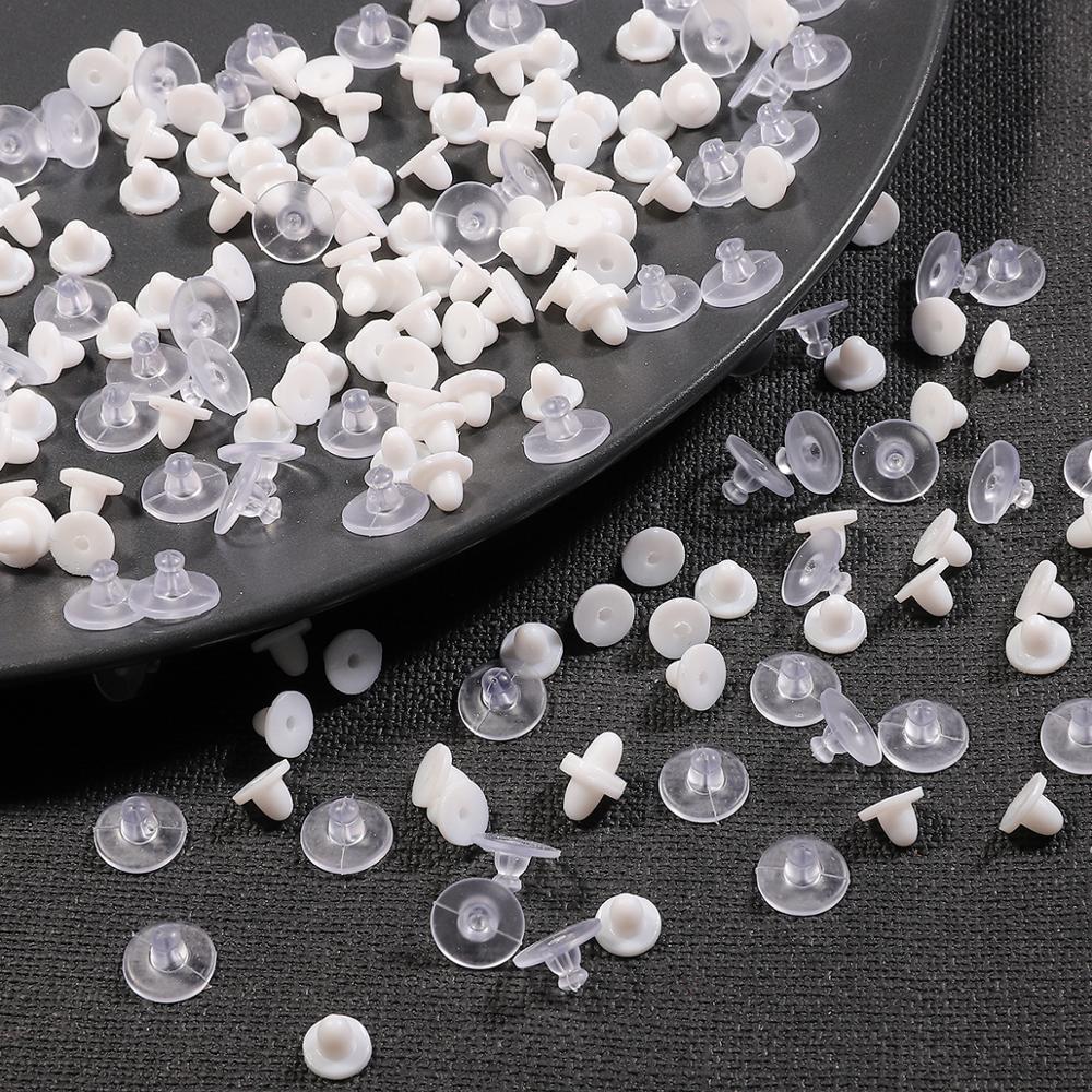 100-200 Pcs / Lot Stopper Anting Bentuk Bulat Bahan Plastik