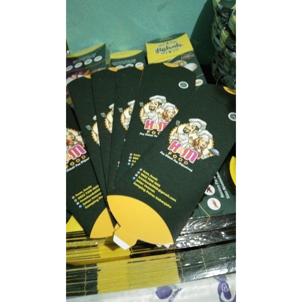 1500 pcs, Cetak Custom Kotak Kebab Kemasan Kebab Dus Kebab Box Kebab Desain Kotak Kebab Custom Murah