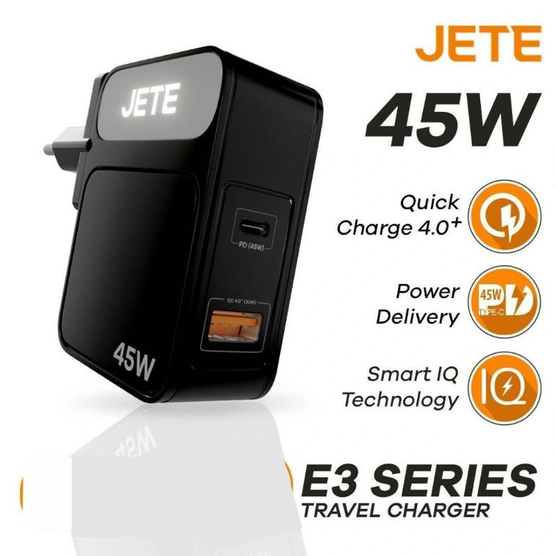 TRAVEL CHARGER E3 45W BLACK - ORIGINAL JETE