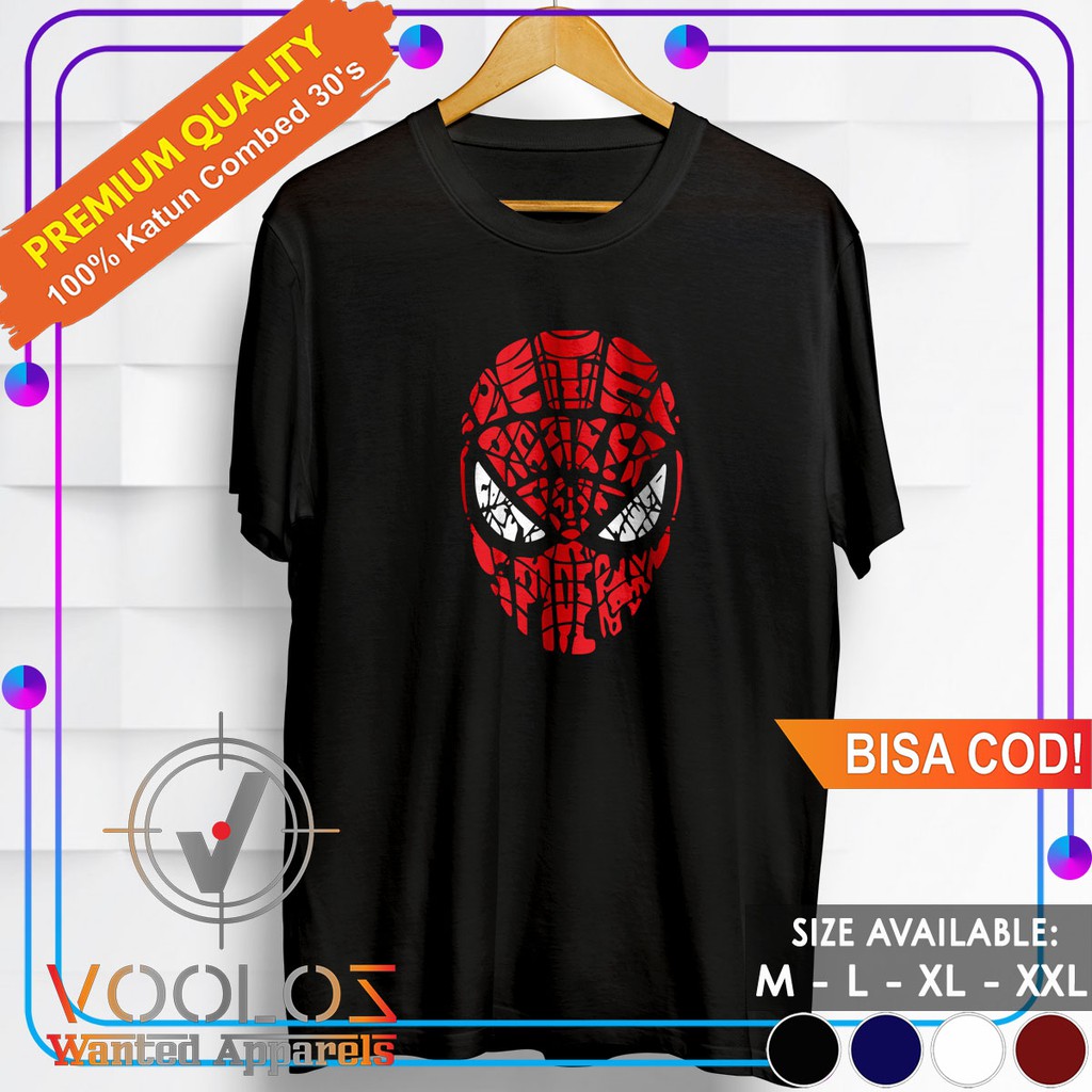 Kaos Superhero Spiderman Baju Distro Pria Branded Original Cowok Keren Kekinian Spiderman Mask