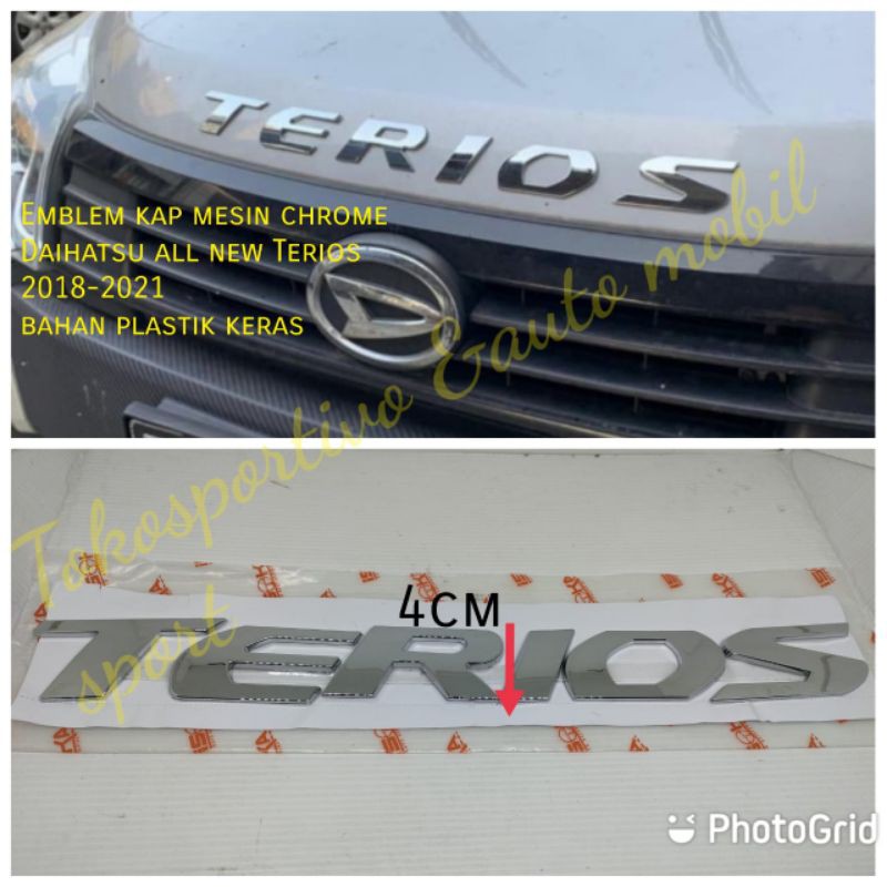 EmbLem Logo stiker Lambang Tulisan Huruf Kap mesin Daihatsu all new Terios 2018-2021 chrome ABS