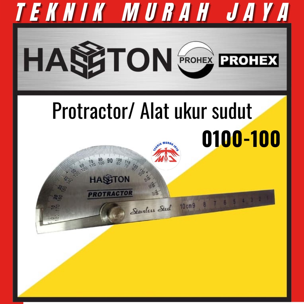 

HASSTON 0100-001 Busur Derajat Protractor Alat Ukur Sudut Penggaris