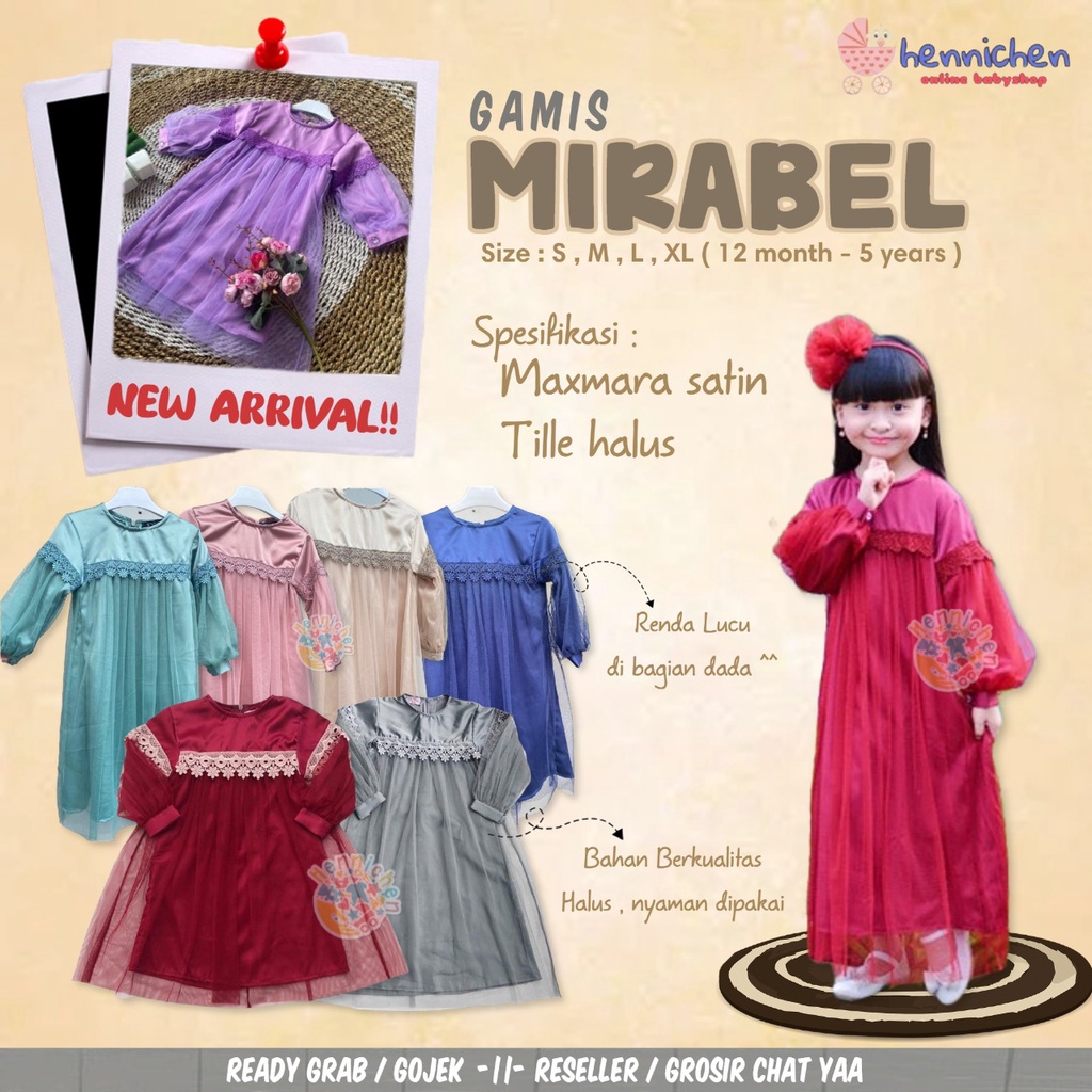 GAMIS MIRABEL ANAK GAMIS ANAK PEREMPUAN FASHION ANAK PEREMPUAN PAKAIAN MUSLIM BAJU LEBARAN NANDIA NAISYA FIRZA