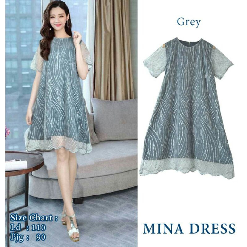 Mina dress bahan brukat tile