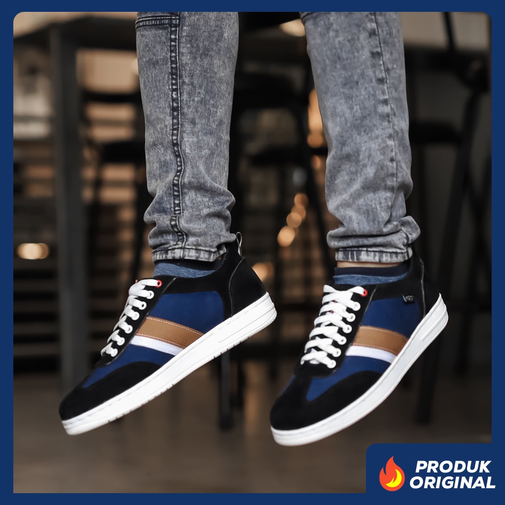 WILSON NAVY ORIGINAL x ARF Sepatu Sneakers Biru Dongker Pria Kets Tali Casual Jalan Santai Hangout Main Nongkrong Kondangan Sekolah Kuliah Distro Bandung Sporty Fashion Simple Sport Shoes Kanvas Canvas Premium Skate Footwear Keren Terbaru Kekinian Branded