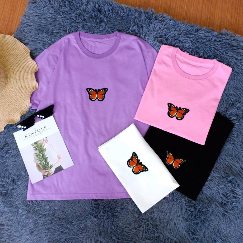 BUTTERFLY MOON/KUPU KUPU BULAN TERMURAH BAJU KAOS KATUN WANITA LENGAN PENDEK / TUMBLR TEE