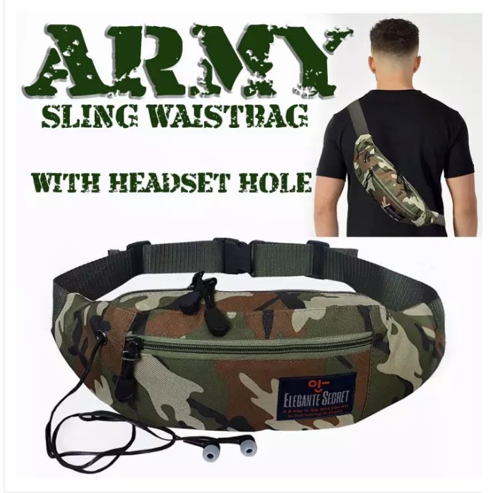 Waistbag Tentara Pria Terbaru - Tas Pinggang Pria tentara motif loreng - Waist bag tentara distro -