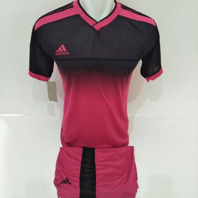 Setelan Olahraga Kaos Bola Jersey Futsal Baju Volly Adidas Belang Hitam Pink Shopee Indonesia