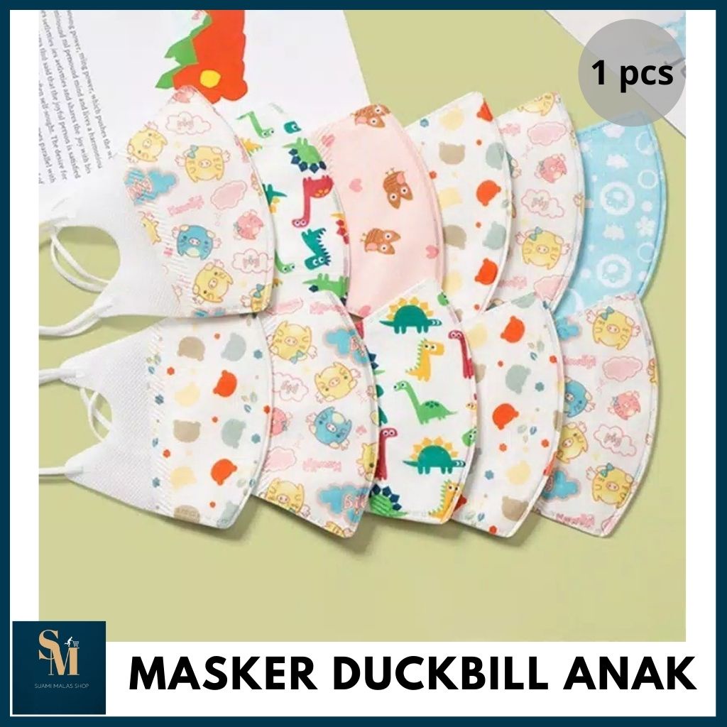 SM Masker Duckbill Anak Kids Motif Karakter 3Ply isi 1pcs Earloop Disposable Face Mask